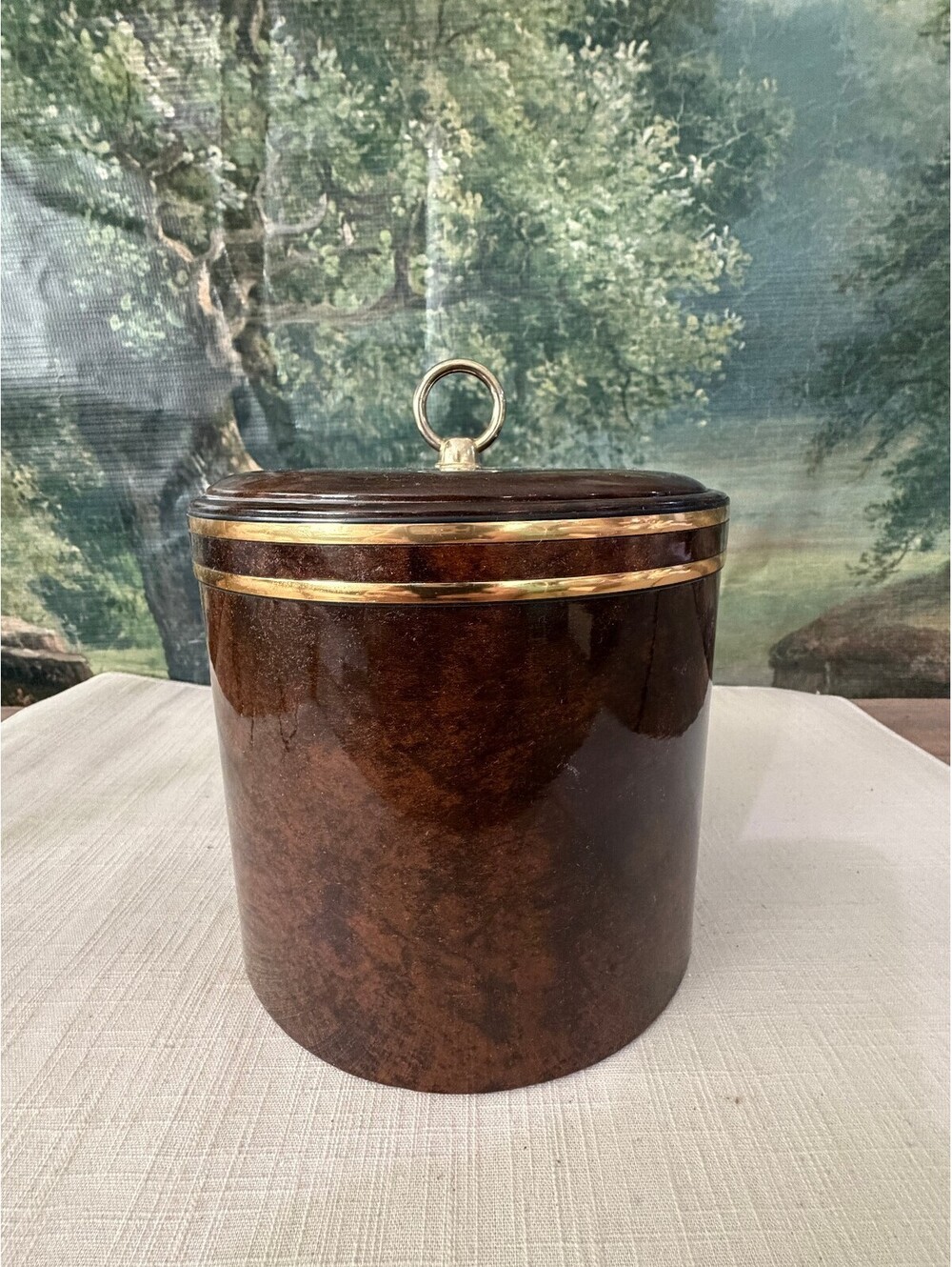 Vintage Ice Bucket, Brown Lidded Canister